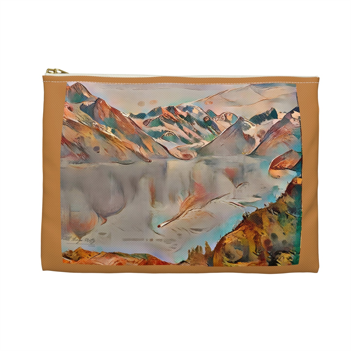 Mountain Glacier Scene Accessory Pouch — Colorful Scenic Zip Pocket