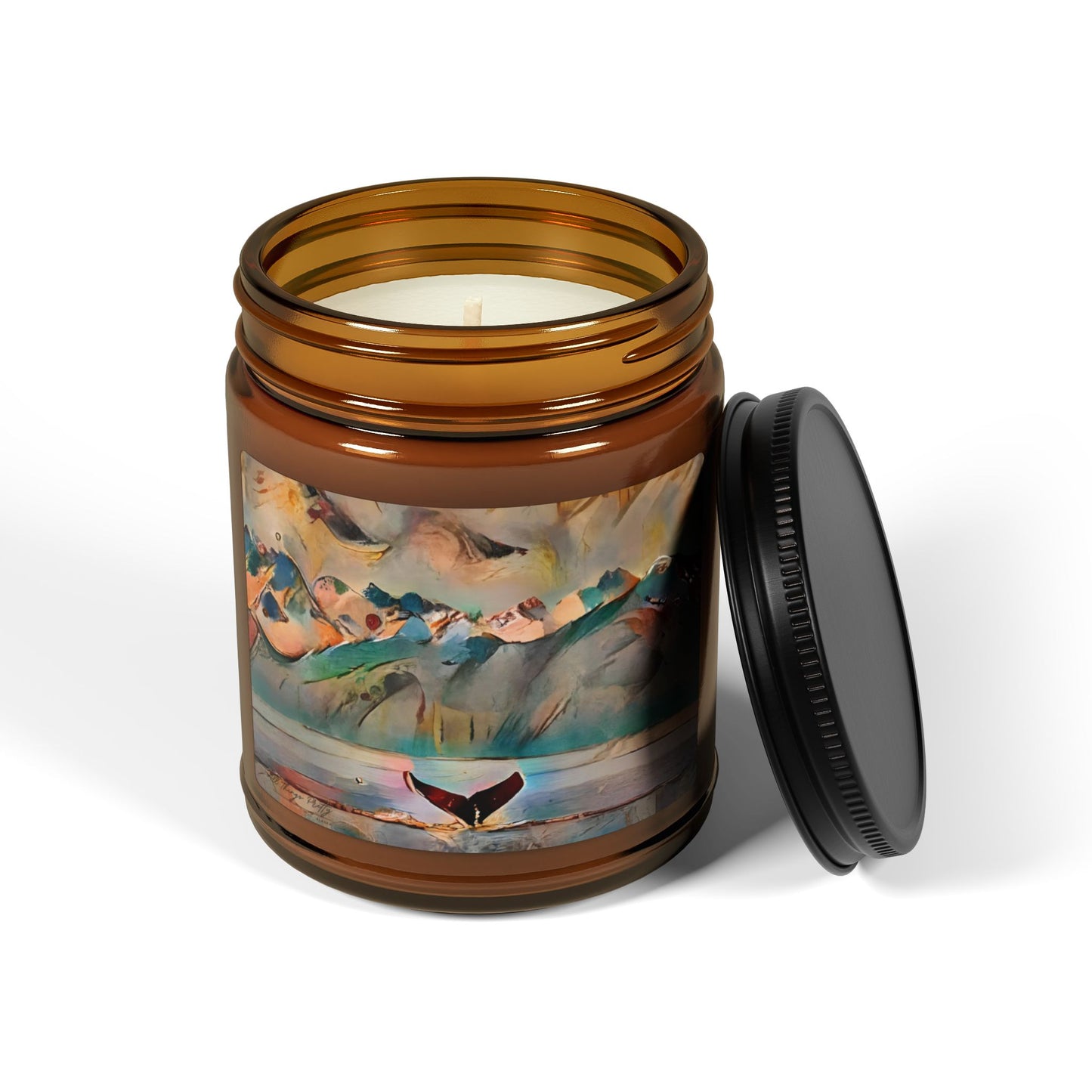 Amber Jar Soy Scented Candle — Abstract Whale Boho Rustic Wilderness