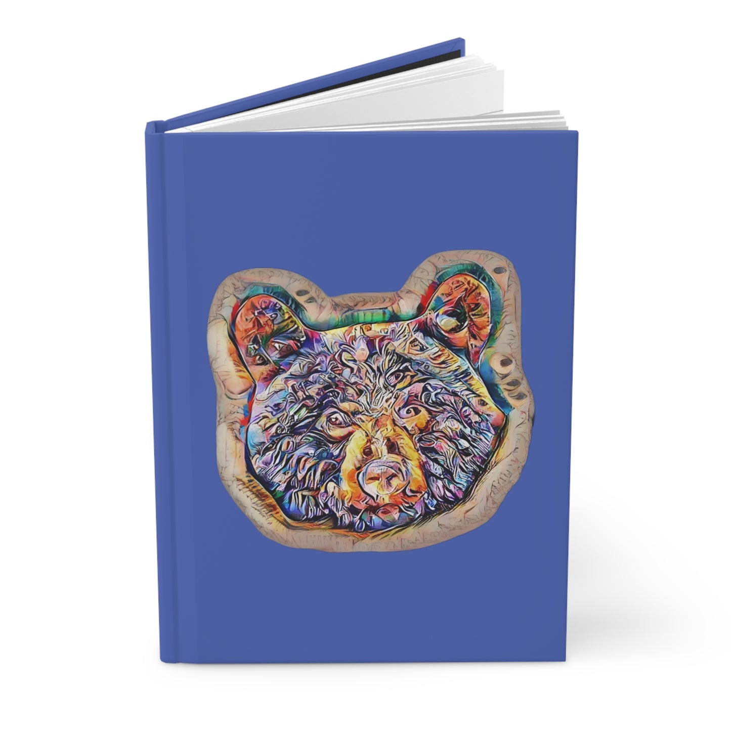 Colorful Bear Abstract Wilderness Art Journal — Blue Hardcover Matte Notebook 150pg