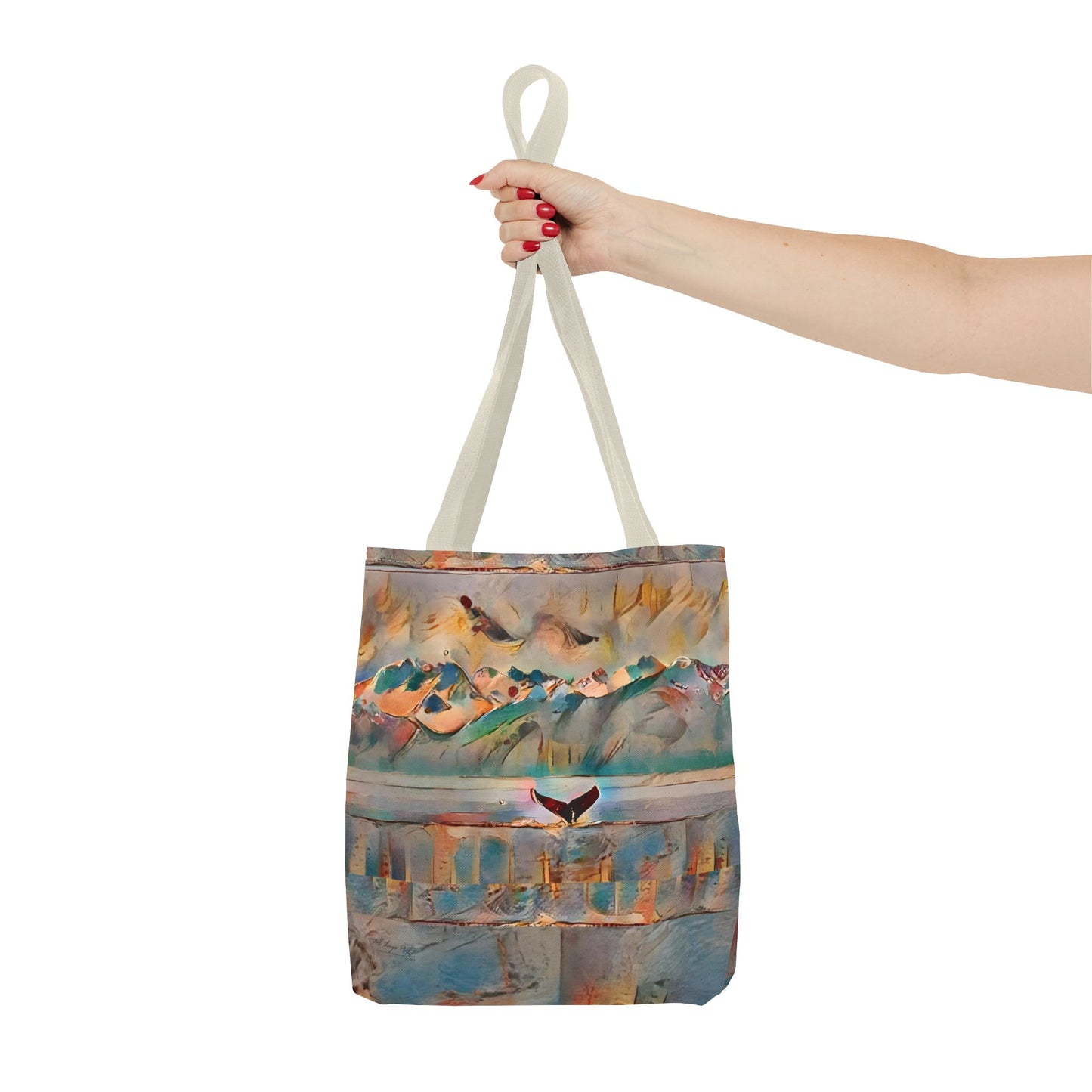 Whale Tail Abstract Rustic Boho Art Tote Medium