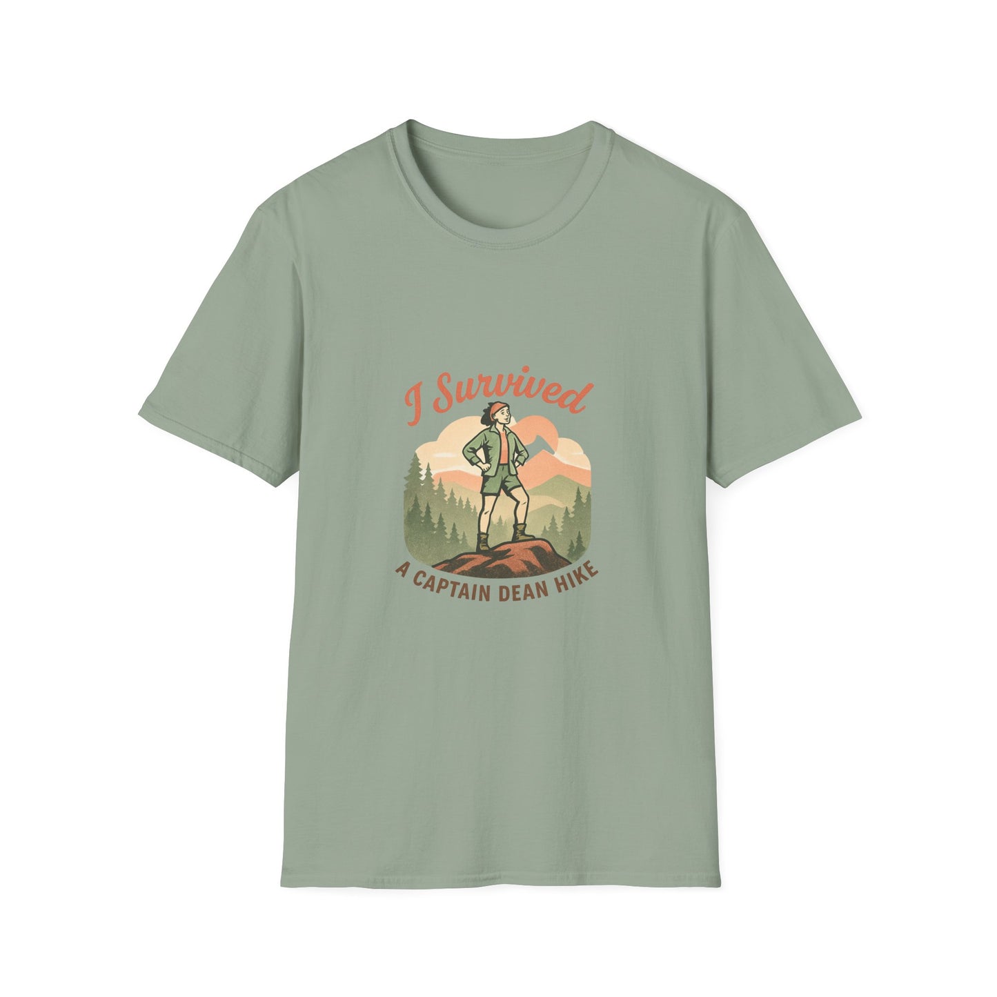 "I Survived A Captain Dean Hike" T-Shirt — Funny Hiking Tee for Outdoor Enthusiasts