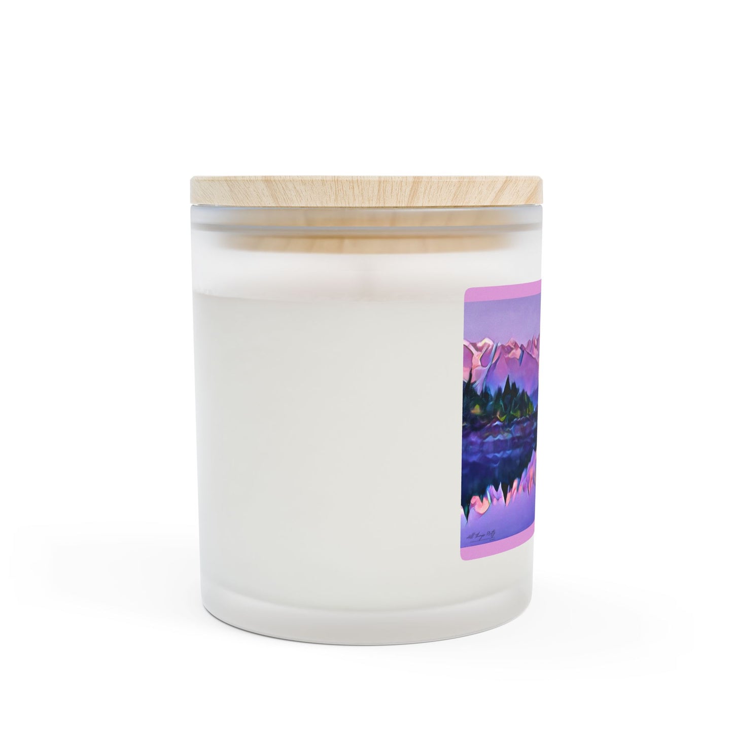 11oz Frosted Glass Scented Candle - Lavender Mountain Glacier Ocean Abstract Watercolor Wilderness Landscape