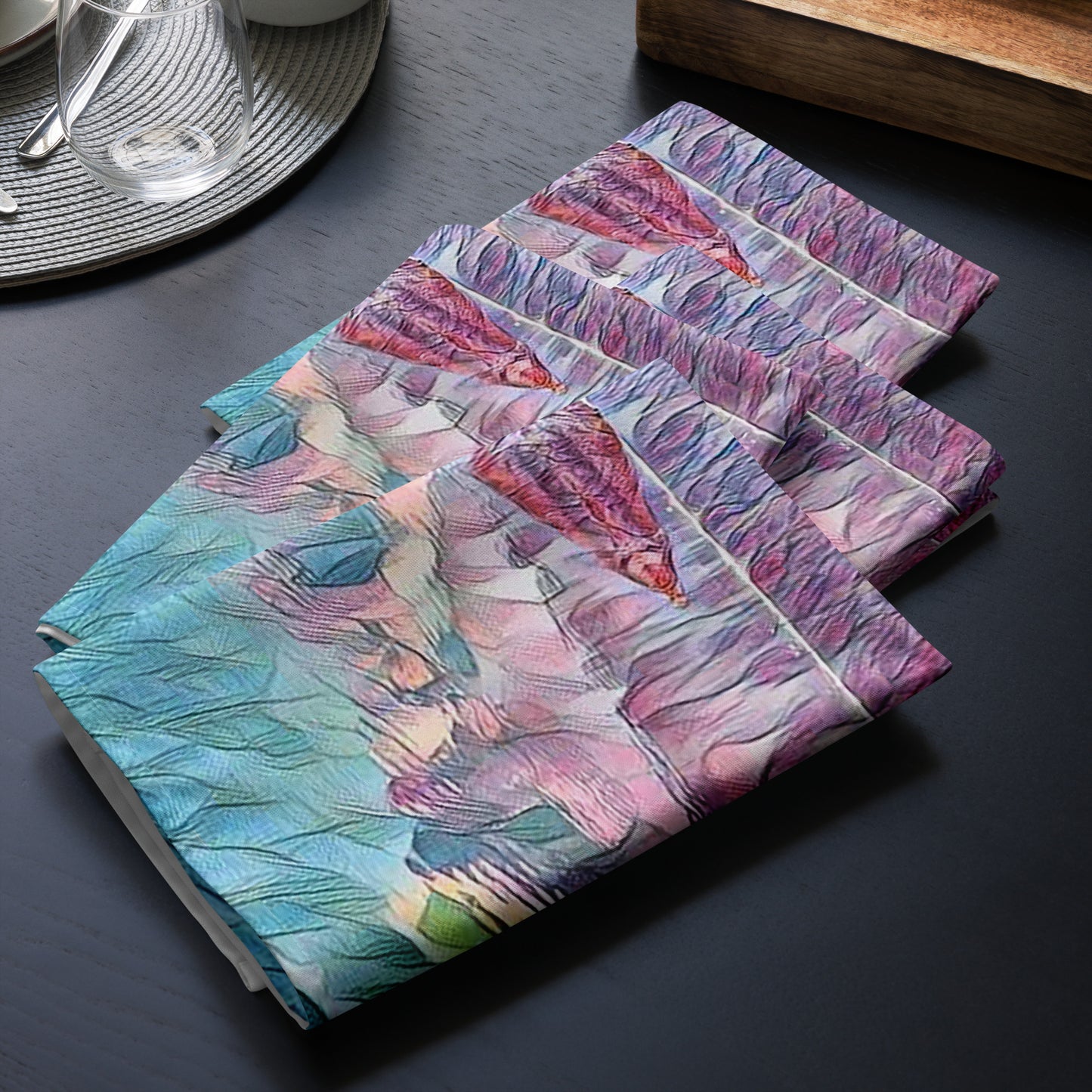 Cloth napkin set Oceans & Mtns