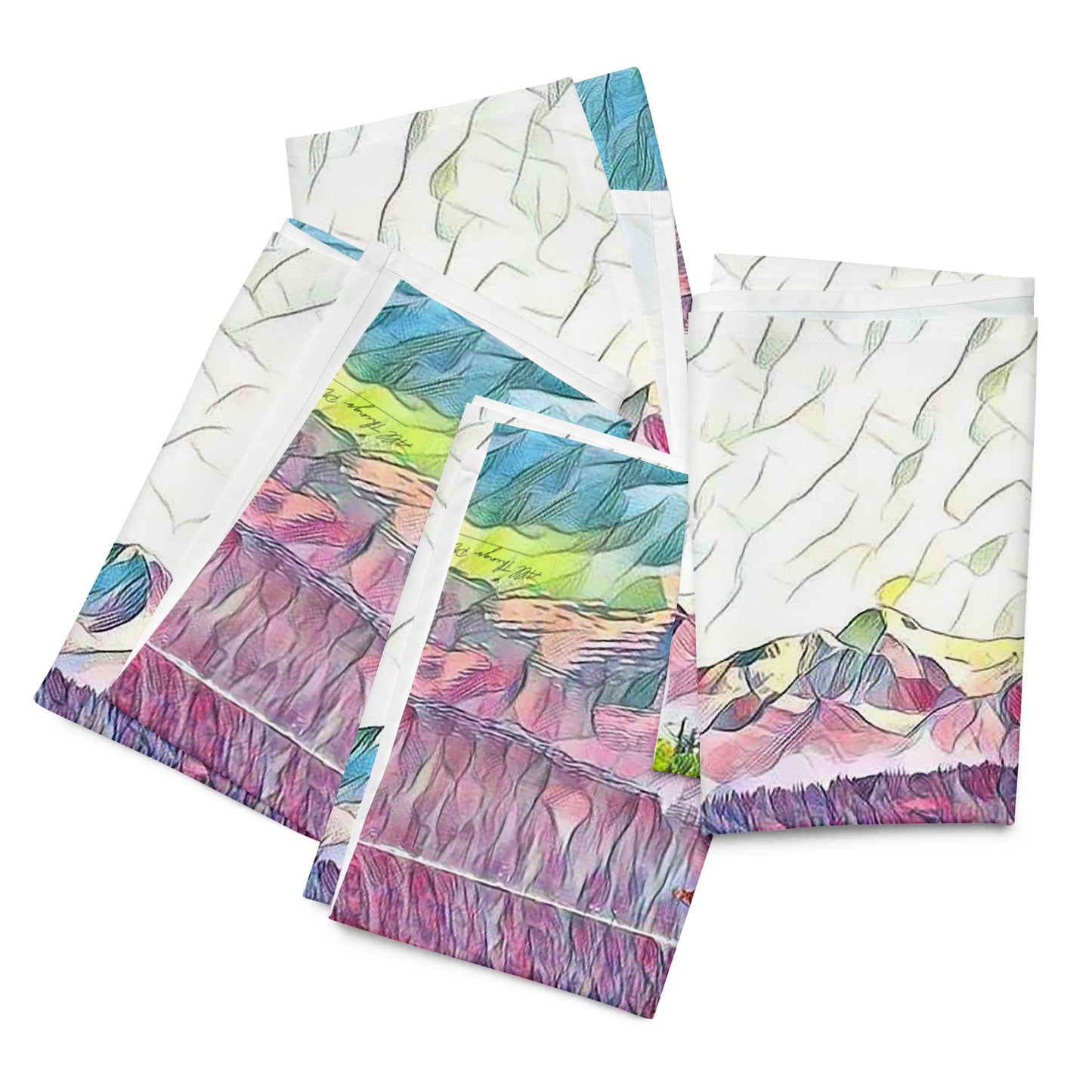 Cloth napkin set Oceans & Mtns