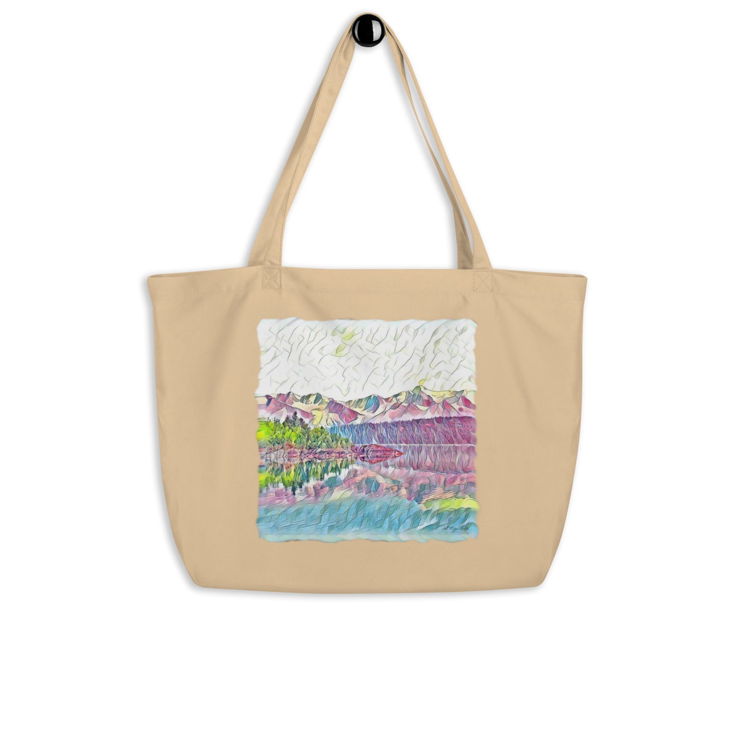 Large organic tote bag Oceans & Mtns