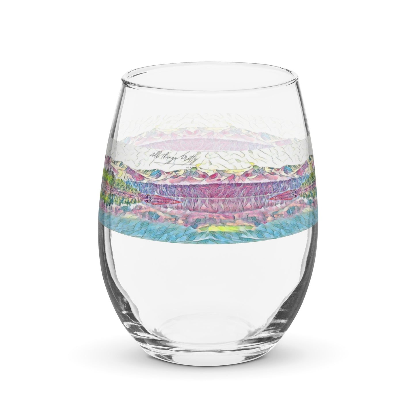 Stemless wine glass Oceans & Mtns