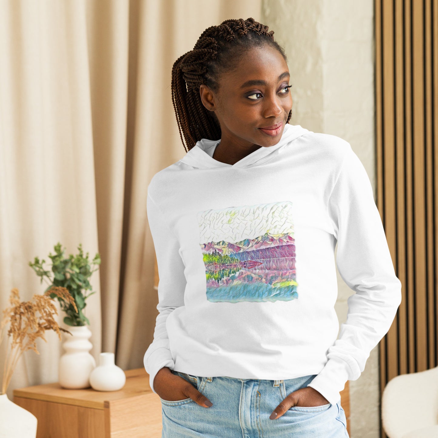 Hooded long-sleeve tee Oceans & Mtns